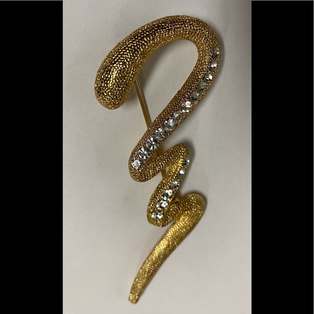 Vintage 1990’s Lightening Bolt Gold and Rhinestone Brooch